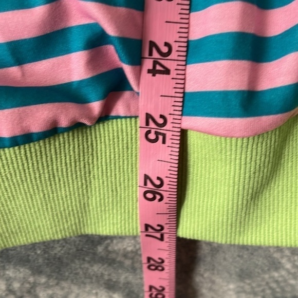 NWOT Women’s Pink And Aqua Blue Striped Top With Lime Green Trim Size 2XL - Picture 7 of 9